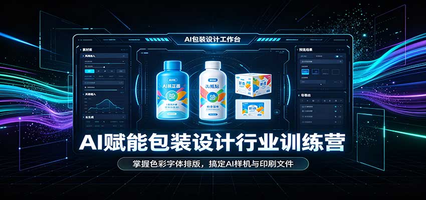 AI赋能包装设计行业训练营:掌握色彩字体排版,搞定AI样机与印刷文件-知创网