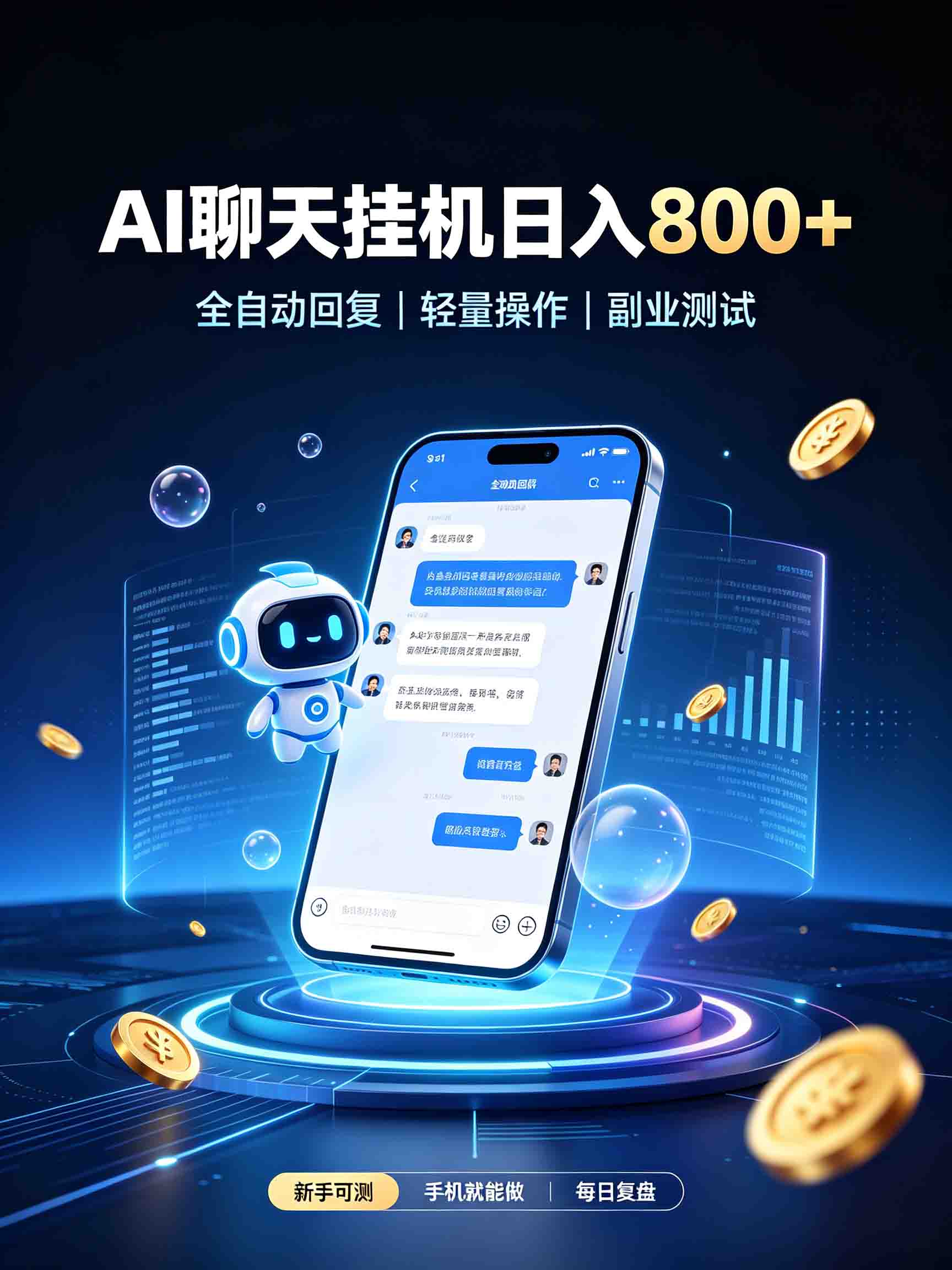 AI聊天挂机,日入800+,适用个人副业,工作室矩阵操作-知创网