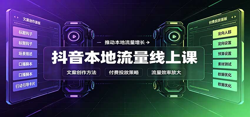 抖音本地流量线上课：账号搭建拍摄剪辑，文案创作与付费投放教学-知创网