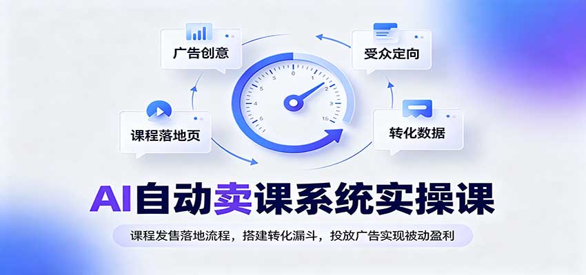 AI自动卖课系统实操课:课程发售落地流程,搭建转化漏斗,投放广告实现被动盈利-知创网