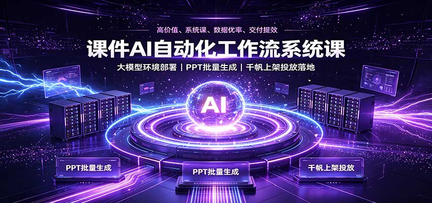 课件AI自动化工作流系统课：大模型环境部署，PPT批量生成，千帆上架投放落地-知创网