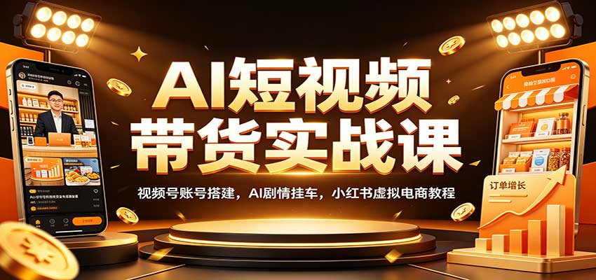 AI短视频带货实战课：视频号账号搭建，AI剧情挂车，小红书虚拟电商教程-知创网