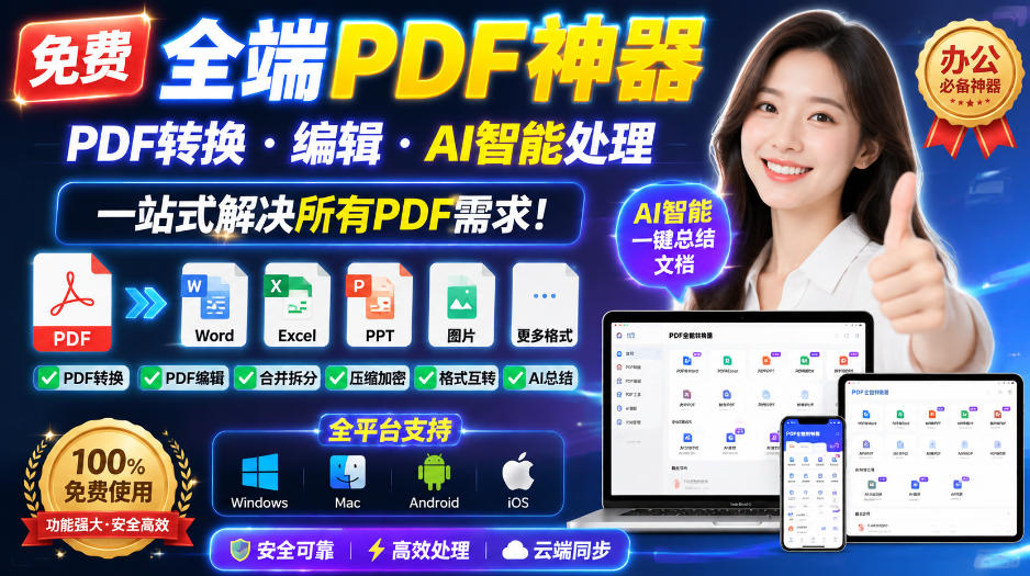 免费全端PDF神器,PDF转换·编辑·AI智能处理,一站式解决所有PDF需求!-知创网