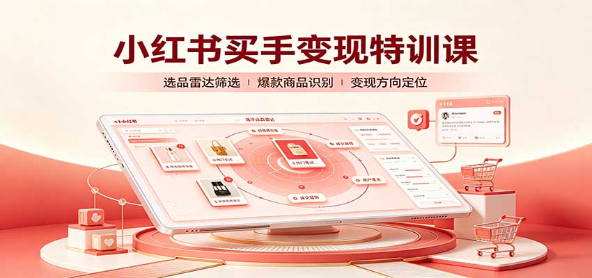 小红书买手变现特训课：账号定位养号起号，选品挂车，笔记标题封面全套教学-知创网