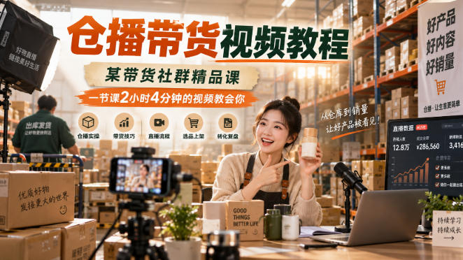 仓播带货视频教程，某带货社群精品课，一节课2小时4分钟的视频教会你-知创网