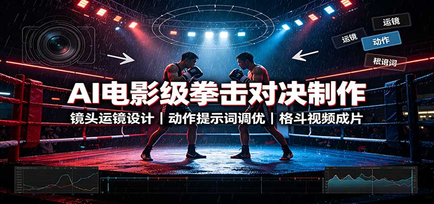 AI电影级拳击对决制作:镜头运镜设计,动作提示词调优,格斗视频成片-知创网