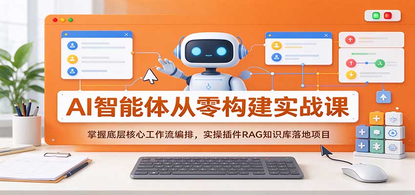 AI智能体从零构建实战课:掌握底层核心工作流编排,实操插件RAG知识库落地项目-知创网
