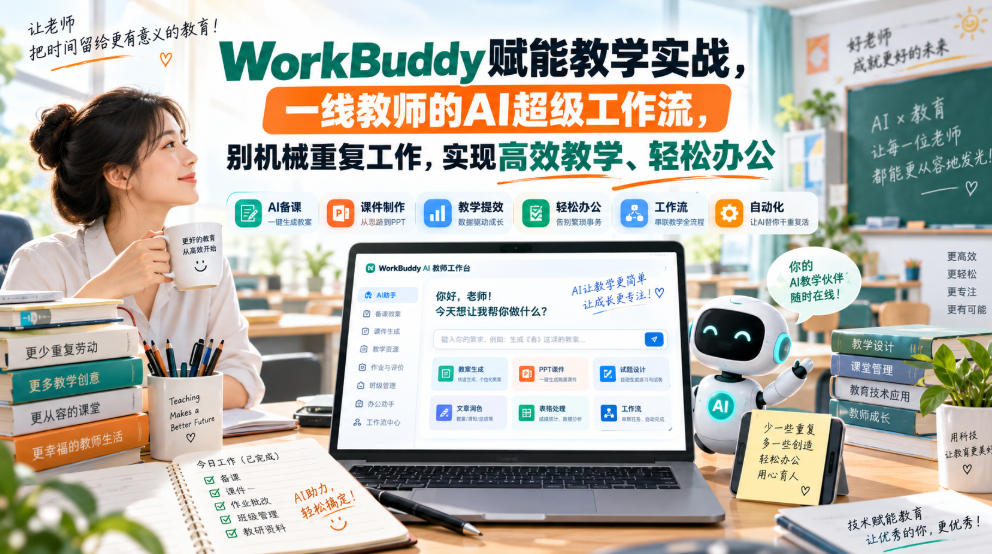 WorkBuddy赋能教学实战，一线教师的AI超级工作流，别机械重复工作，实现高效教学、轻松办公-知创网