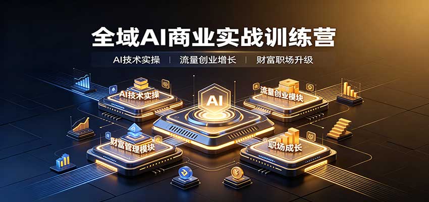 全域AI商业实战训练营：涵盖AI技术实操、流量创业、财富管理与职场成长全体系内容-知创网