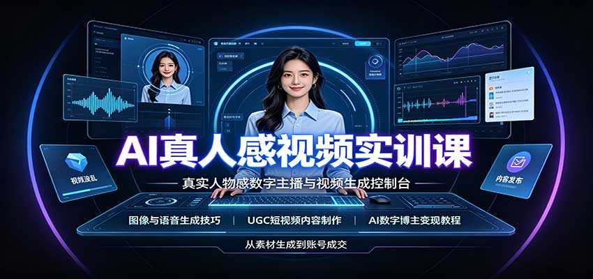 AI真人感视频实训课:图像语音生成,UGC内容制作,AI数字博主变现教程-知创网