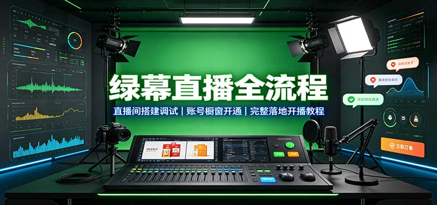 绿幕直播全流程:直播间搭建调试,账号橱窗开通,完整落地开播教程-知创网