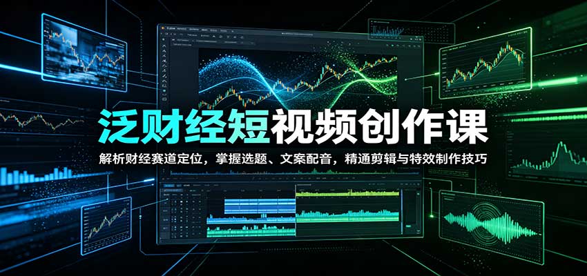 泛财经短视频创作课:解析财经赛道定位,掌握选题、文案配音,精通剪辑与特效制作技巧-知创网