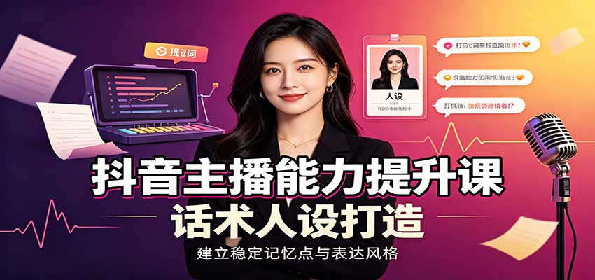 抖音主播能力提升课：账号底层逻辑，直播间搭建调试，话术人设打造全套教学-知创网
