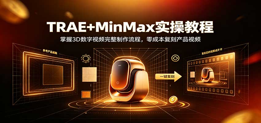 TRAE+MinMax实操教程:掌握3D数字视频完整制作流程,零成本复刻产品视频-知创网