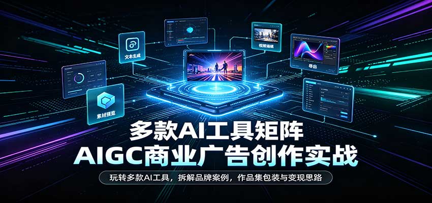 AIGC商业广告创作实战：玩转多款AI工具，拆解品牌案例，作品集包装与变现思路-知创网