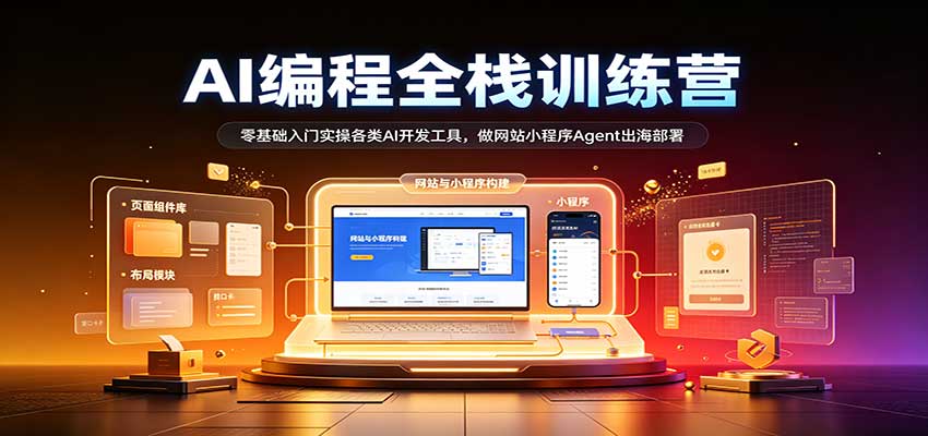 AI编程全栈训练营::零基础入门实操各类AI开发工具,做网站小程序Agent出海部署-知创网