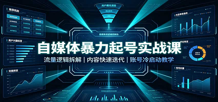 自媒体暴力起号实战课:流量逻辑拆解,内容快速迭代,账号冷启动教学-知创网