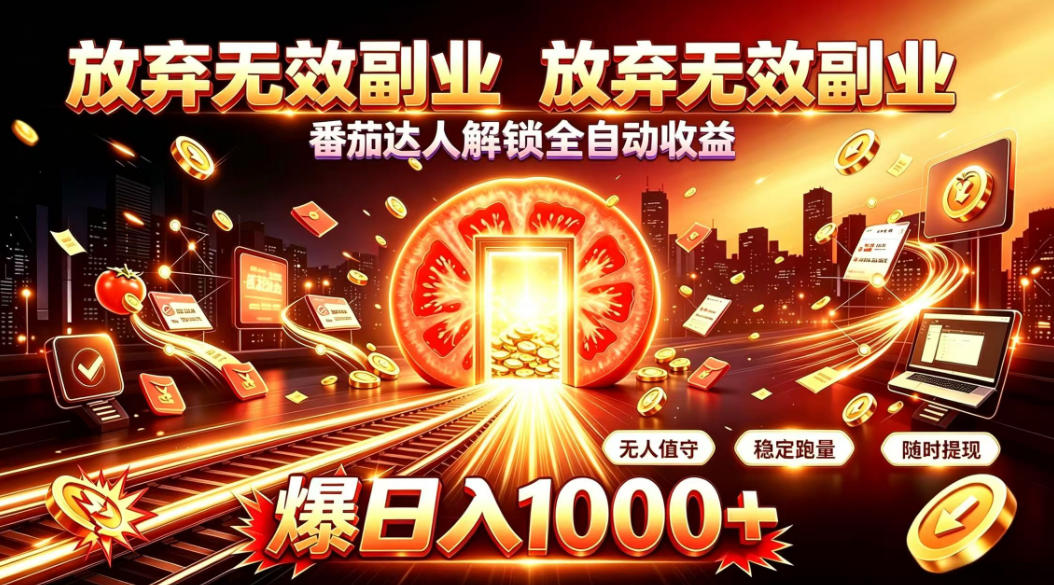 放弃无效副业，番茄达人解锁全自动收益，日入1k+，门槛最低的线上轻资产项目【揭秘】-知创网