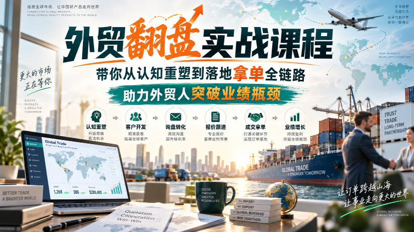 外贸翻盘实战课程,带你从认知重塑到落地拿单全链路,助力外贸人突破业绩瓶颈-知创网