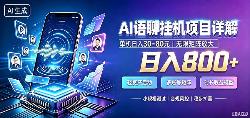 AI语聊挂机，日入800+，适用个人副业，工作室矩阵操作-知创网