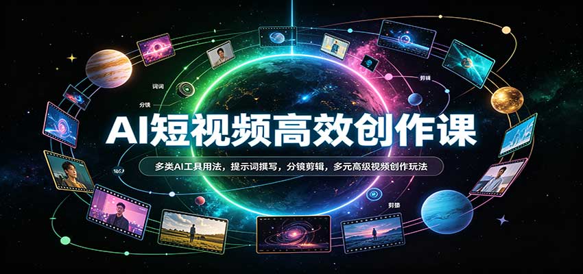 AI短视频高效创作课:多类AI工具用法,提示词撰写,分镜剪辑,多元高级视频创作玩法-知创网