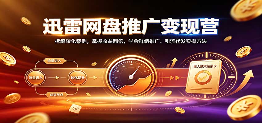 迅雷网盘推广变现营：拆解转化案例，掌握收益翻倍，学会群组推广、引流代发实操方法-知创网