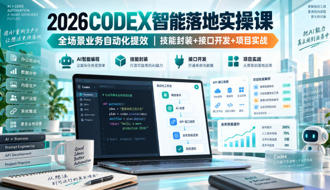 2026Codex智能落地实操课，全场景业务自动化提效，技能封装+接口开发+项目实战-知创网