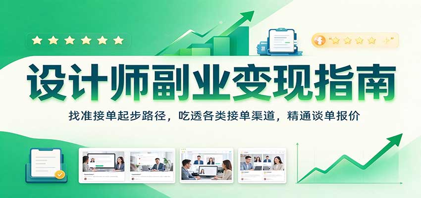 设计师副业变现指南：找准接单起步路径，吃透各类接单渠道，精通谈单报价-知创网