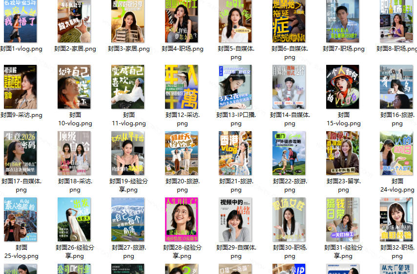 图片[2]-高质量素材！200款+剪映高级美观网感封面预设，各行业通用，3s搞定超美观视频封面，爆款封面模板-知创网
