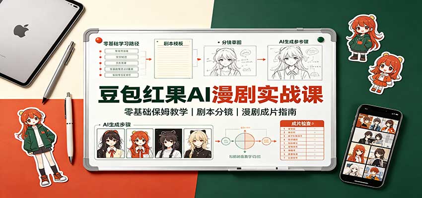 豆包红果AI漫剧实战课：零基础保姆教学，剧本分镜，漫剧成片指南-知创网