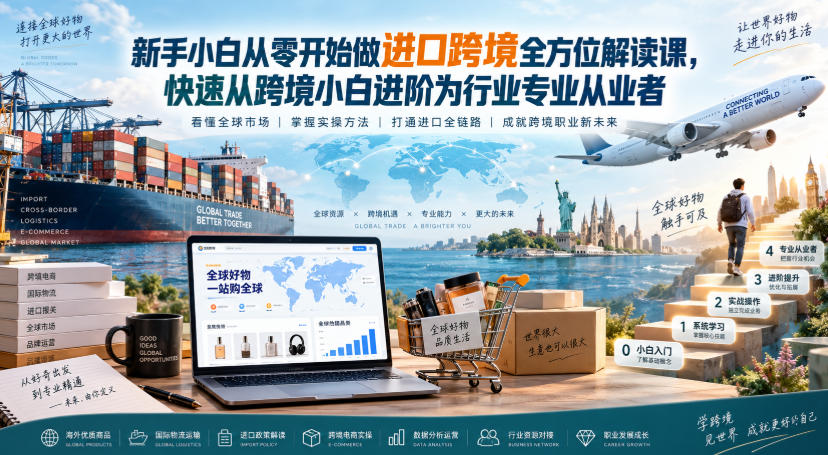 新手小白从零开始做进口跨境全方位解读课,快速从跨境小白进阶为行业专业从业者-知创网