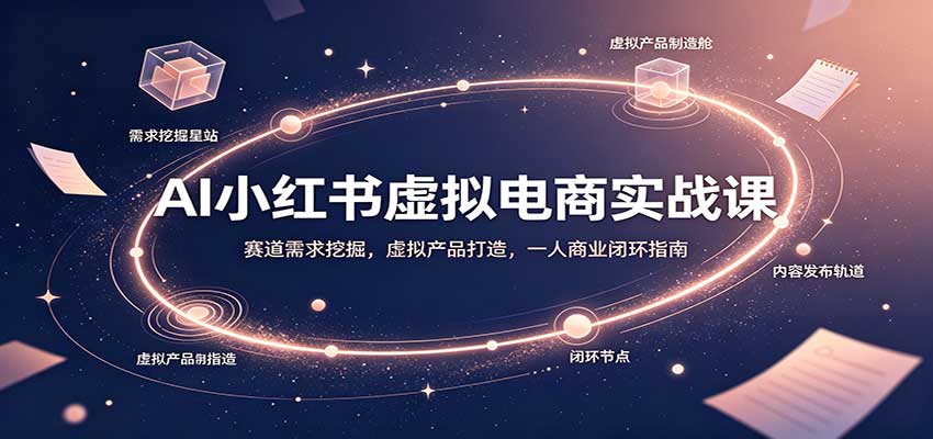 AI小红书虚拟电商实战课：赛道需求挖掘，虚拟产品打造，一人商业闭环指南-知创网