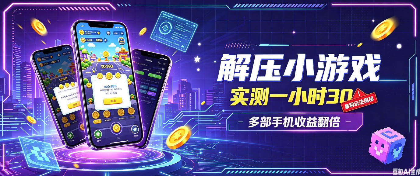 小游戏全流程玩法，实测一小时搞30，简单无脑解压，当天做当天就能看到进账，直接冲就行【揭秘】-知创网