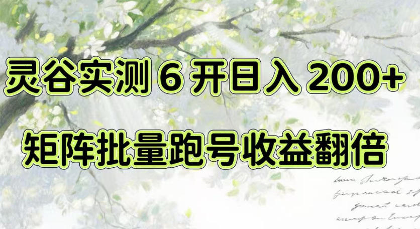 一台电脑就能做！灵谷实测6开日入200+，矩阵批量跑号收益翻倍【揭秘】-知创网