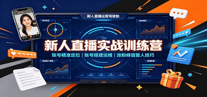 新人直播实战训练营:账号精准定位,账号搭建运维,涨粉峰值留人技巧-知创网
