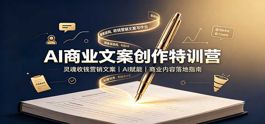 AI商业文案创作特训营：灵魂收钱营销文案，AI赋能，商业内容落地指南-知创网