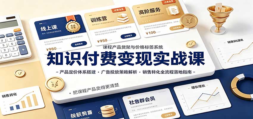 知识付费变现实战课:产品定价体系搭建,广告投放,销售转化全流程落地指南-知创网