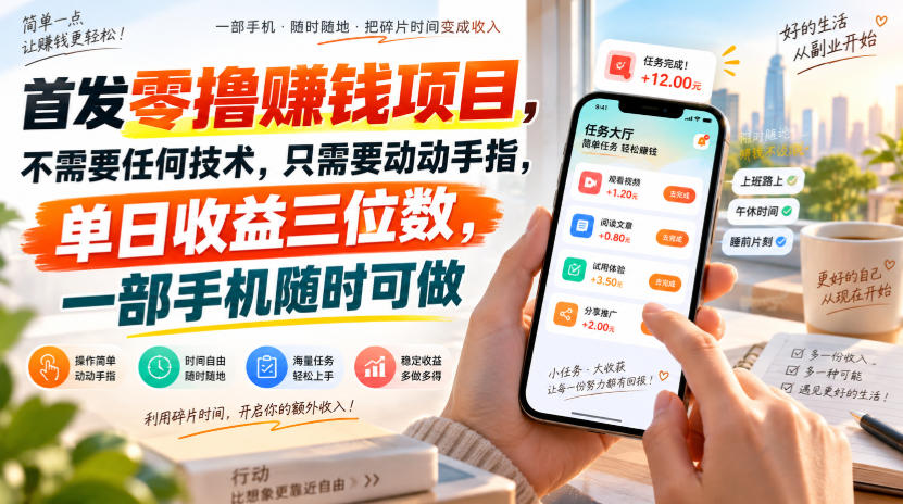 首发零撸賺钱项目,不需要任何技术,只需要动动手指,单日收益三位数,一部手机随时可做【揭秘】-知创网