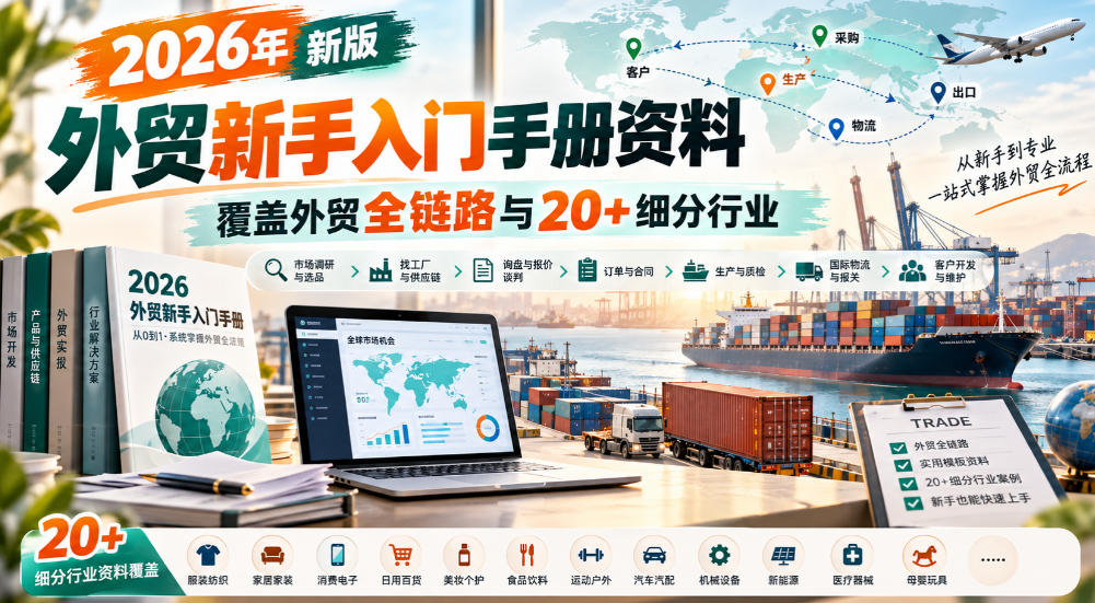 2026年新版外贸新手入门手册资料,覆盖外贸全链路与20+细分行业-知创网