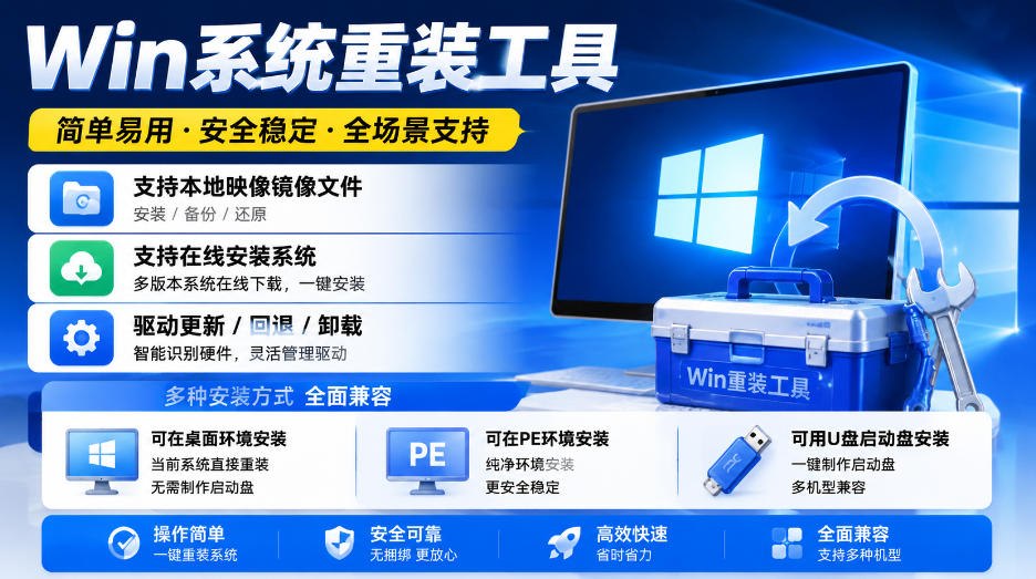 Win系统重装工具，支持本地映像镜像文件安装备份，简单易用-安全稳定-全场景支持-知创网