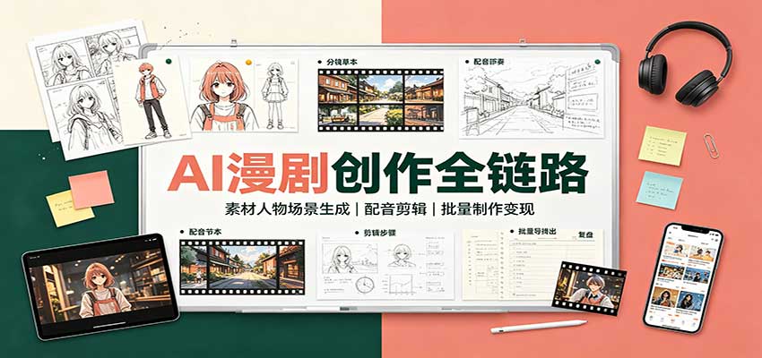 AI漫剧创作全链路：素材人物场景生成，配音剪辑，批量制作变现-知创网