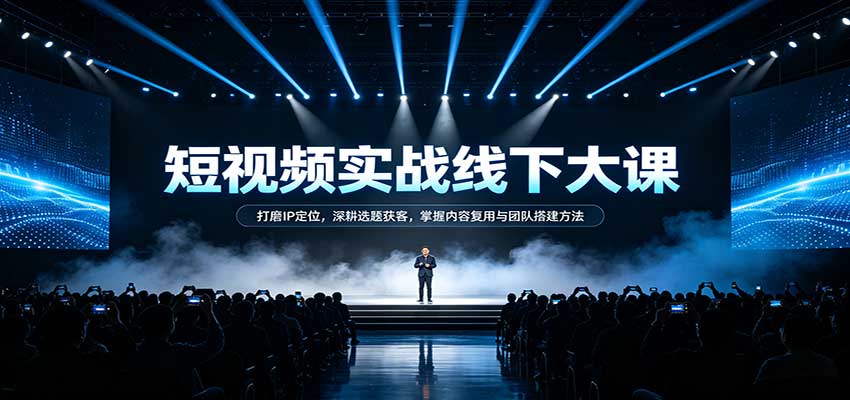 短视频实战线下大课:打磨IP定位,深耕选题获客,掌握内容复用与团队搭建方法-知创网