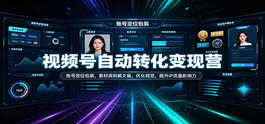 视频号自动转化变现营：账号定位包装，素材库拆解文案，优化视觉，提升IP流量影响力-知创网