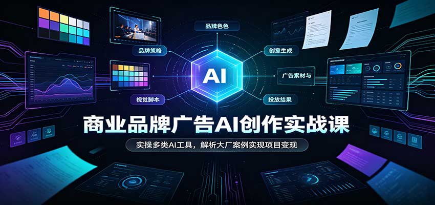 商业品牌广告AI创作实战课：实操多类AI工具，解析大厂案例实现项目变现-知创网