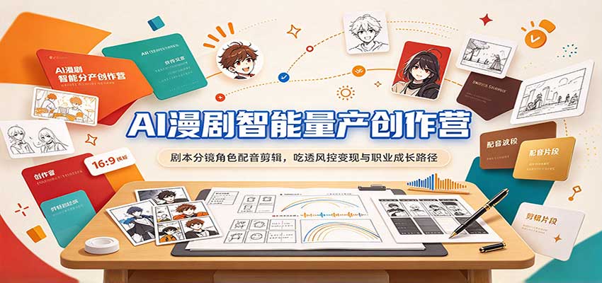 AI漫剧智能量产创作营：剧本分镜角色配音剪辑，吃透风控变现与职业成长路径-知创网