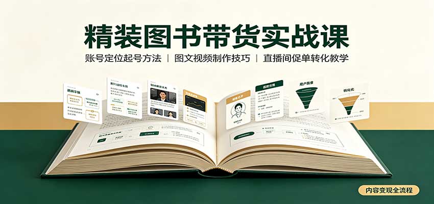精装图书带货实战课：账号定位起号方法，图文视频制作，促单转化教学-知创网