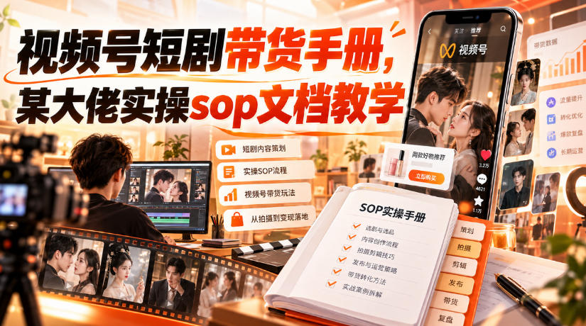 视频号短剧带货手册,某大佬实操sop文档教学-知创网