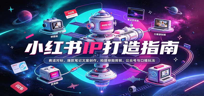 小红书IP打造指南：赛道对标，爆款笔记文案创作，拍摄修图剪辑，公众号与口播玩法-知创网
