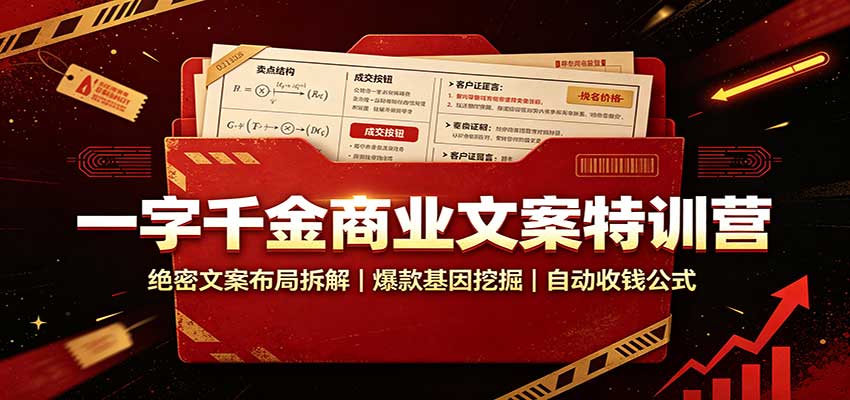一字千金商业文案特训营：绝密文案布局拆解，爆款基因挖掘，自动收钱公式-知创网