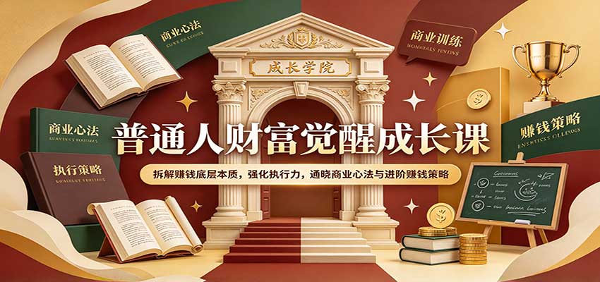 普通人财富觉醒成长课:拆解赚钱底层本质,强化执行力,通晓商业心法与进阶赚钱策略-知创网